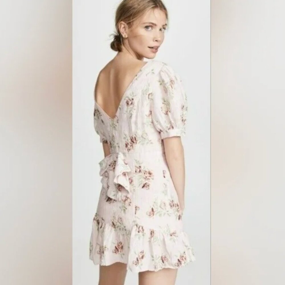 Loveshackfancy Lena Cream linen bow reversible dress vintage floral - Picture 2 of 12